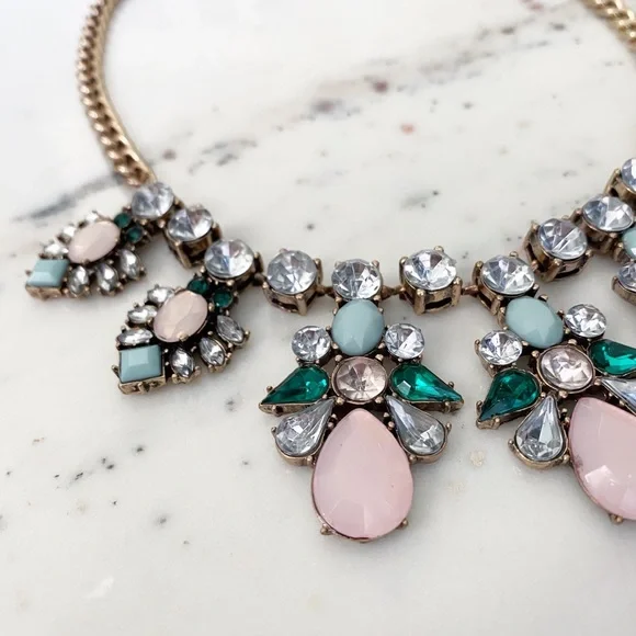 "Elise" Necklace || Pink & Clear Crystal Statement - Picture 8 of 10